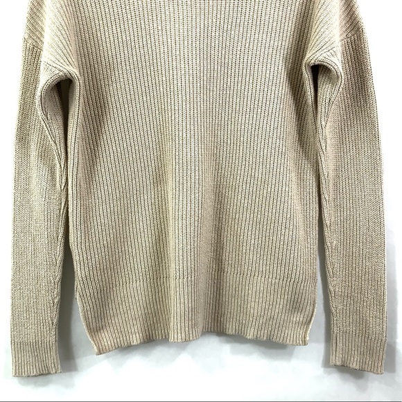 MADEWELL Ribbed Knit Sweater Thompson Pocket Pullover Sweater Fawn Oat Cream C24 - Picture 7 of 11